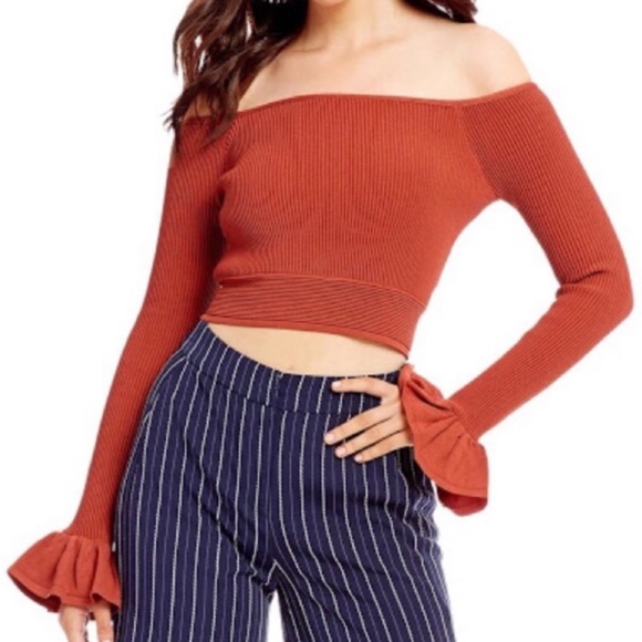 Gianni Bini Tops - 🛍GIANNIBINI Madelyn Spice Crop BellSleeve Sweater